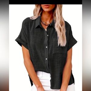 Black short sleeve button up